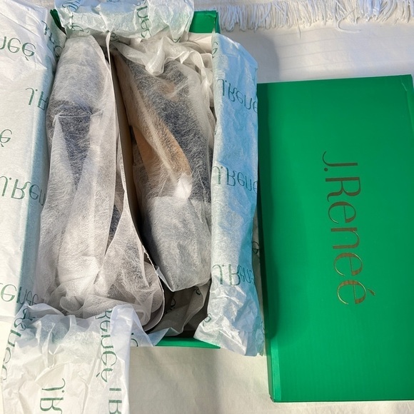 J. Renee Slingback Pump Navy Satin Leonelle Embellished Bow Peep Toe size 8M - Picture 15 of 16